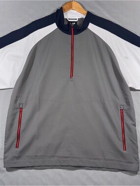FootJoy Short Sleeve Half-Zip Golf Pullover Windshirt Grey XL Boundary Oak